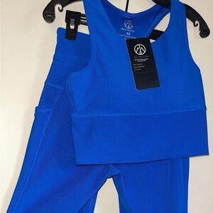 Move Theology Royal Blue Ribbed Athletic Set